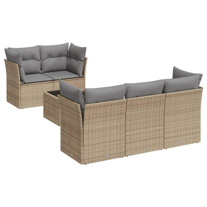 Set Divano da Giardino 6 pz con Cuscini Beige in Polyrattan - homemem39