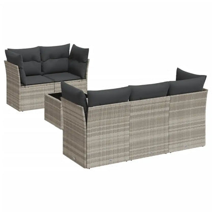 Set Divano da Giardino 6pz con Cuscini Grigio Chiaro Polyrattan - homemem39