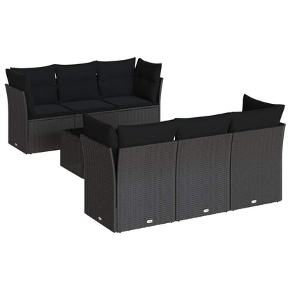 Set Divani da Giardino con Cuscini 7pz Nero Polyrattan - homemem39