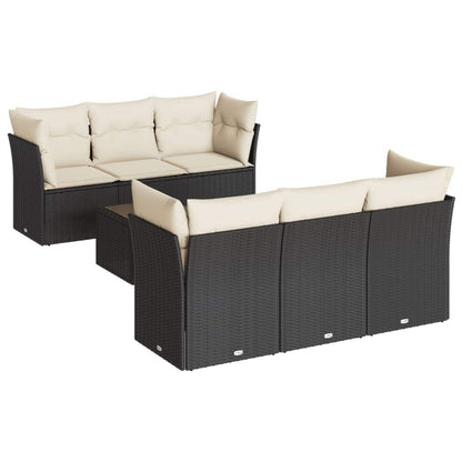 Set Divani da Giardino con Cuscini 7pz Nero Polyrattan - homemem39