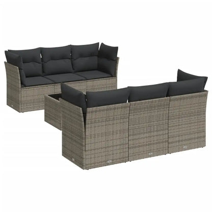 Set Divani da Giardino 7 pz con Cuscini Grigio in Polyrattan - homemem39