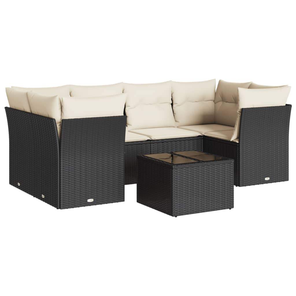 Set Divani da Giardino con Cuscini 7pz Nero Polyrattan - homemem39