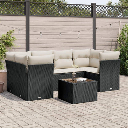 Set Divani da Giardino con Cuscini 7pz Nero Polyrattan - homemem39