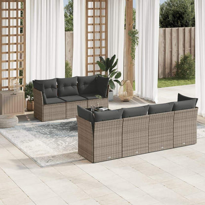 Set Divano da Giardino 8 pz con Cuscini Grigio in Polyrattan - homemem39