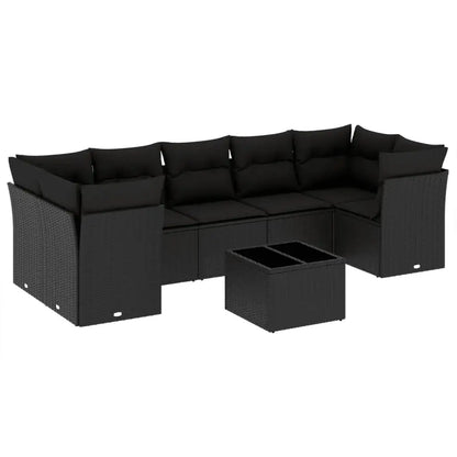 Set Divani da Giardino con Cuscini 8 pz Nero in Polyrattan - homemem39