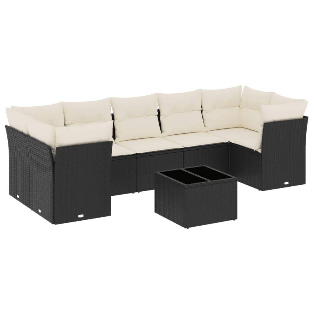Set Divani da Giardino con Cuscini 8 pz Nero in Polyrattan - homemem39