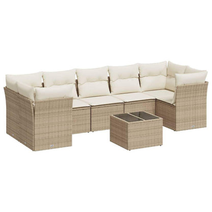 Set Divano da Giardino 8 pz con Cuscini Beige in Polyrattan - homemem39