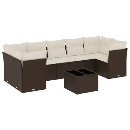 Set Divani da Giardino 8 pz con Cuscini Marrone in Polyrattan - homemem39