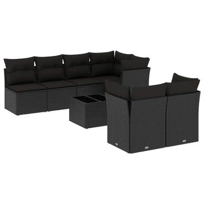 Set Divani da Giardino con Cuscini 8 pz Nero in Polyrattan - homemem39