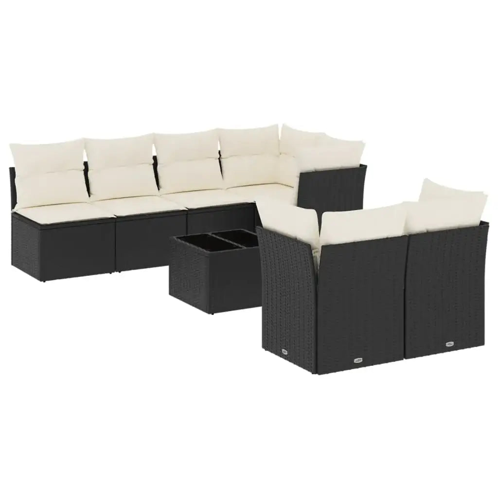 Set Divani da Giardino con Cuscini 8 pz Nero in Polyrattan - homemem39