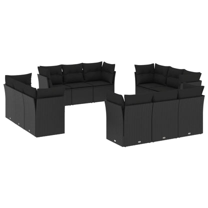 Set Divani da Giardino 12 pz con Cuscini Nero in Polyrattan | homemem39