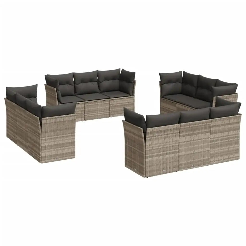 Set Divano Giardino 12 pz con Cuscini Grigio Chiaro Polyrattan - homemem39