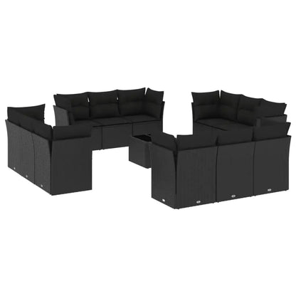 Set Divani da Giardino 13pz con Cuscini Nero in Polyrattan - homemem39