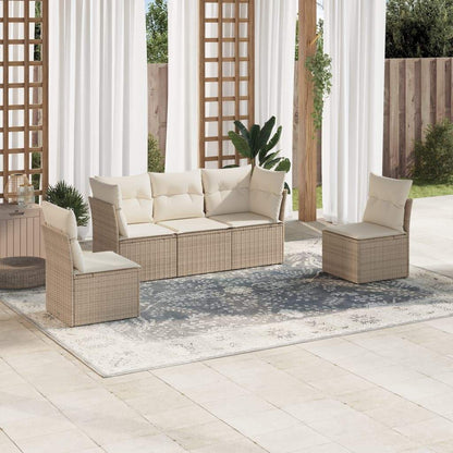 Set Divano da Giardino 5 pz con Cuscini Beige in Polyrattan - homemem39