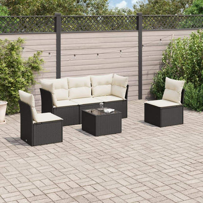 Set Divano da Giardino 6 pz con Cuscini Nero in Polyrattan - homemem39