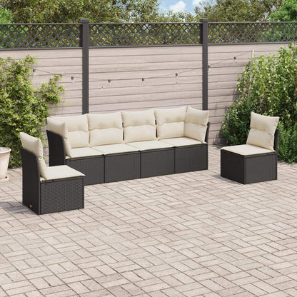 Set Divano da Giardino 6 pz con Cuscini Nero in Polyrattan - homemem39