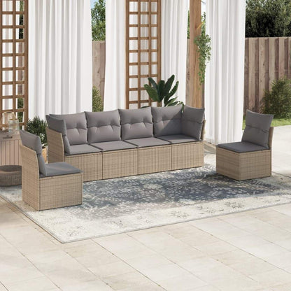 Set Divano da Giardino 6 pz con Cuscini Beige in Polyrattan - homemem39