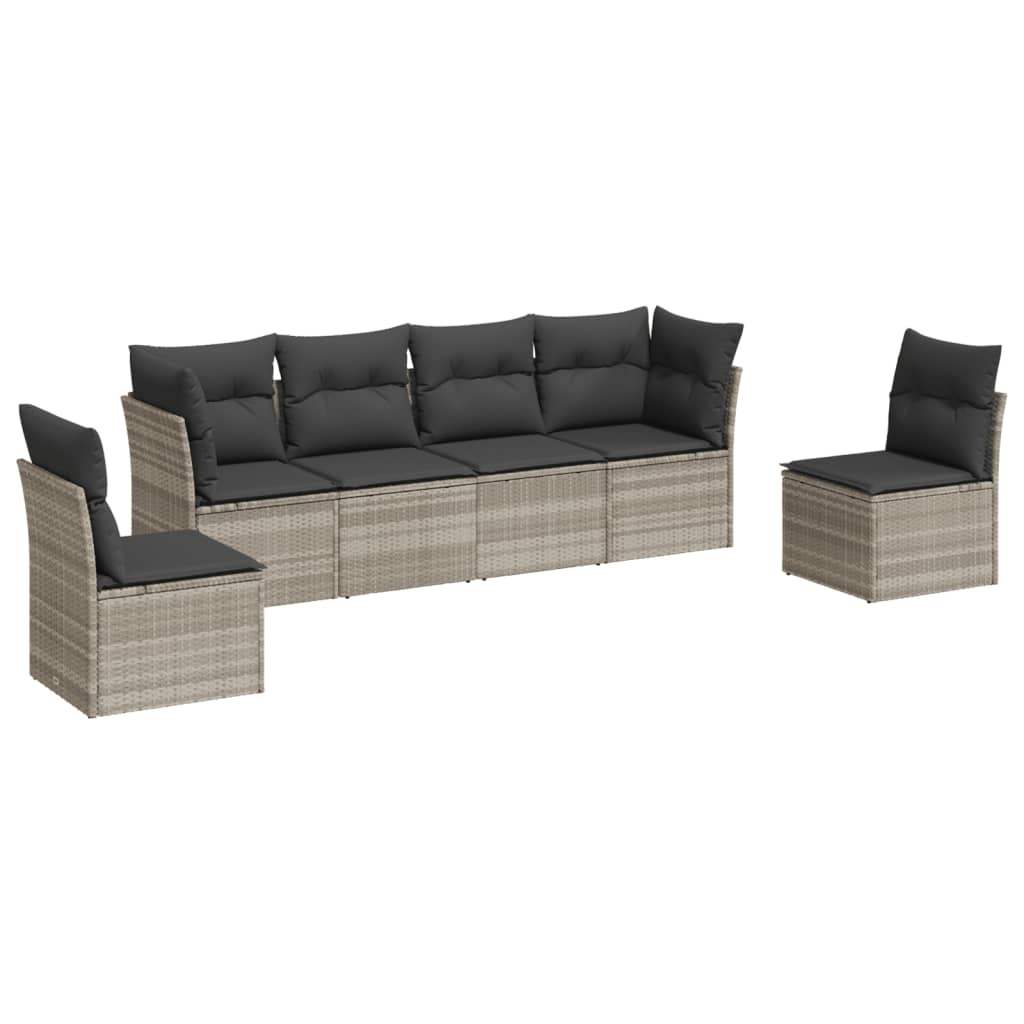 Set Divano da Giardino 6pz con Cuscini Grigio Chiaro Polyrattan - homemem39