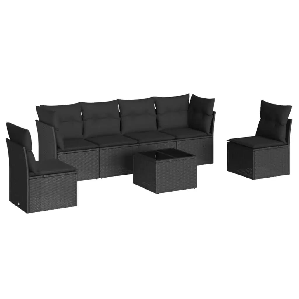 Set Divani da Giardino con Cuscini 7pz Nero Polyrattan - homemem39