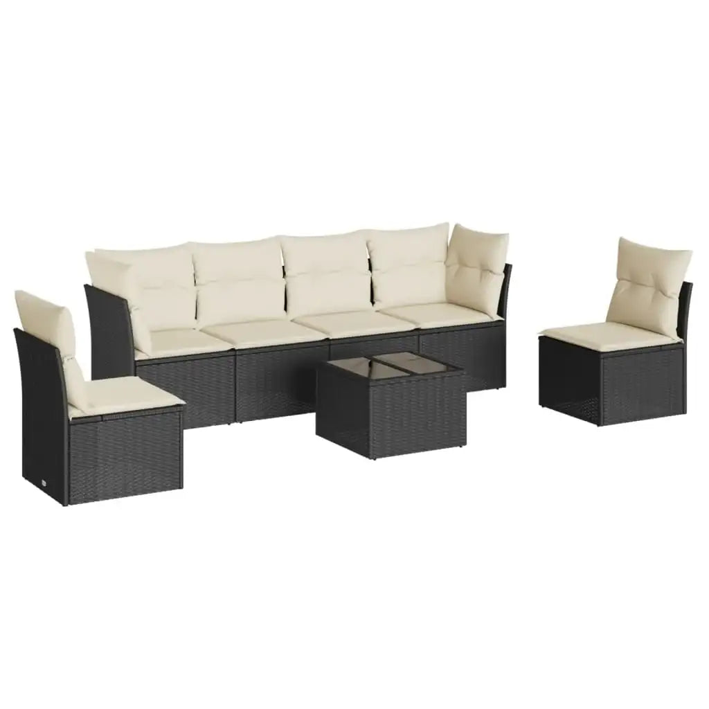 Set Divani da Giardino con Cuscini 7pz Nero Polyrattan - homemem39