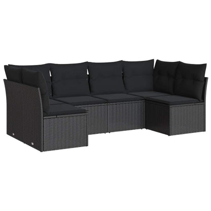 Set Divano da Giardino 6 pz con Cuscini Nero in Polyrattan - homemem39