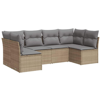 Set Divano da Giardino 6 pz con Cuscini Beige in Polyrattan - homemem39