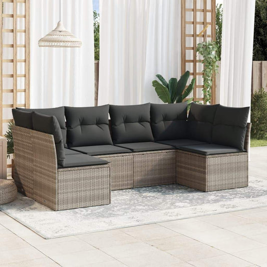 Set Divano da Giardino 6pz con Cuscini Grigio Chiaro Polyrattan - homemem39