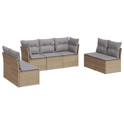 Set Divani da Giardino 7 pz con Cuscini Beige in Polyrattan - homemem39