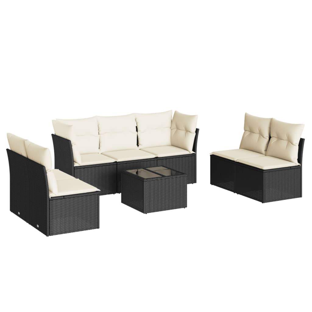 Set Divani da Giardino con Cuscini 8 pz Nero in Polyrattan - homemem39