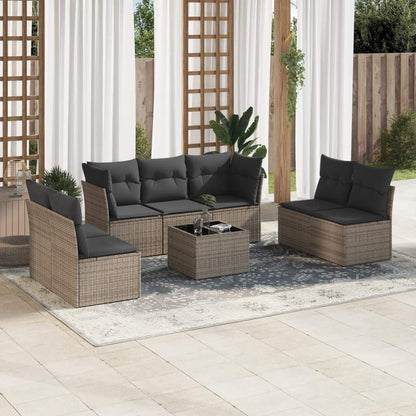 Set Divano da Giardino 8 pz con Cuscini Grigio in Polyrattan - homemem39