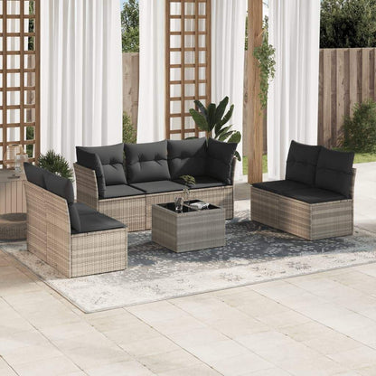 Set Divano da Giardino 8pz con Cuscini Grigio Chiaro Polyrattan - homemem39