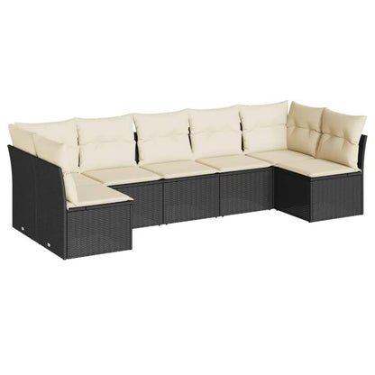 Set Divani da Giardino con Cuscini 7pz Nero Polyrattan - homemem39