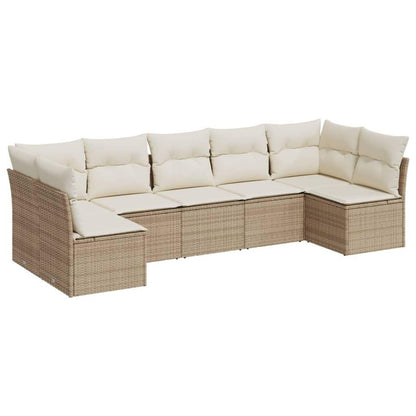 Set Divani da Giardino 7 pz con Cuscini Beige in Polyrattan - homemem39