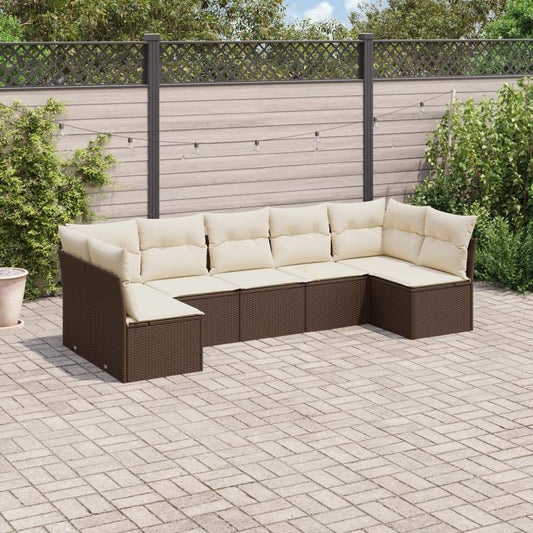 Set Divani da Giardino 7 pz con Cuscini Marrone in Polyrattan - homemem39