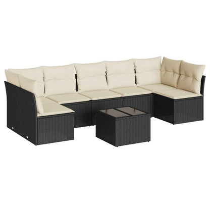 Set Divani da Giardino con Cuscini 8 pz Nero in Polyrattan - homemem39