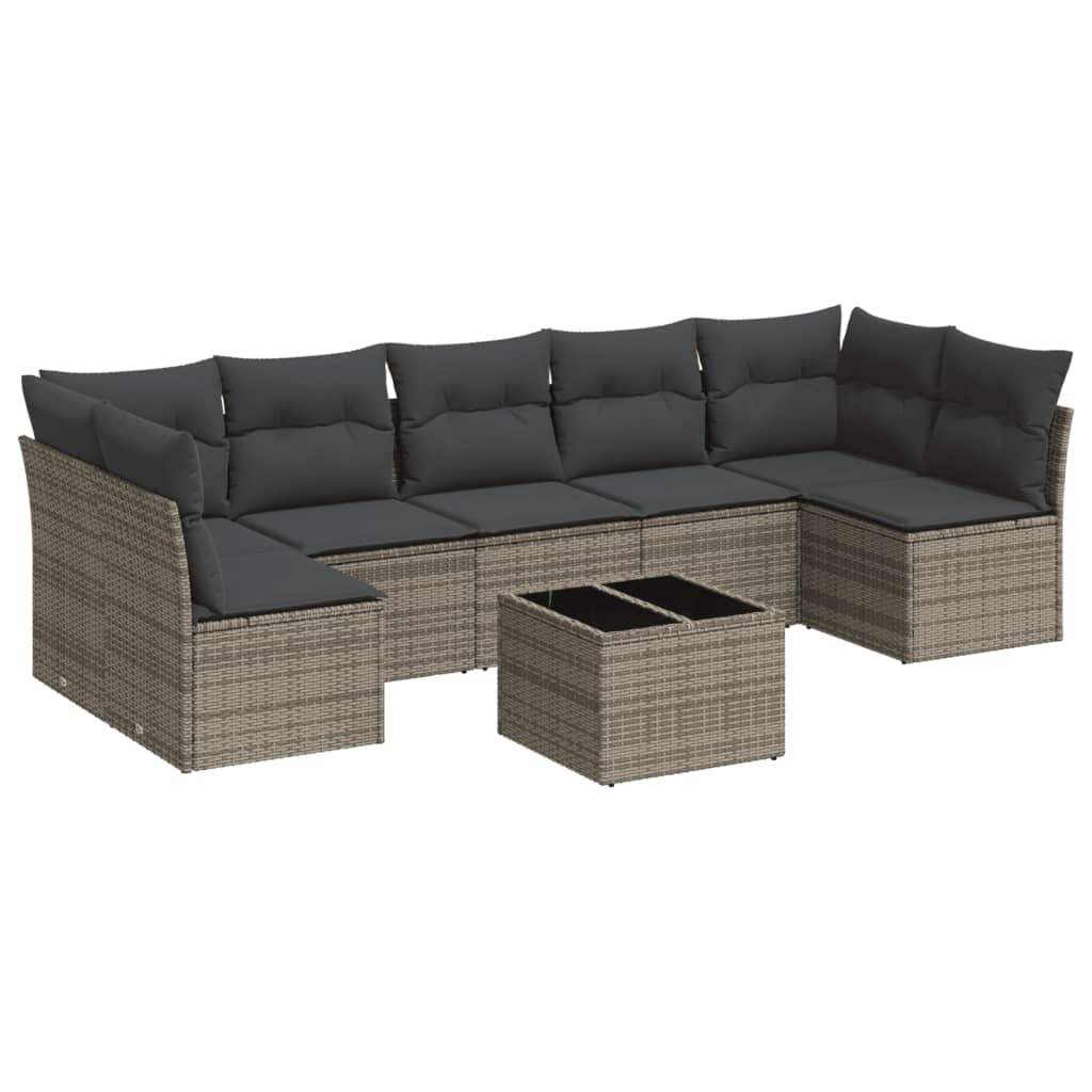 Set Divano da Giardino 8 pz con Cuscini Grigio in Polyrattan - homemem39