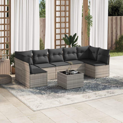 Set Divano da Giardino 8pz con Cuscini Grigio Chiaro Polyrattan - homemem39