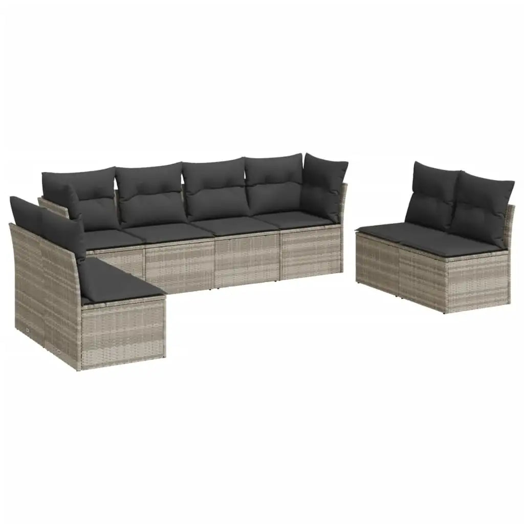 Set Divano da Giardino 8pz con Cuscini Grigio Chiaro Polyrattan - homemem39