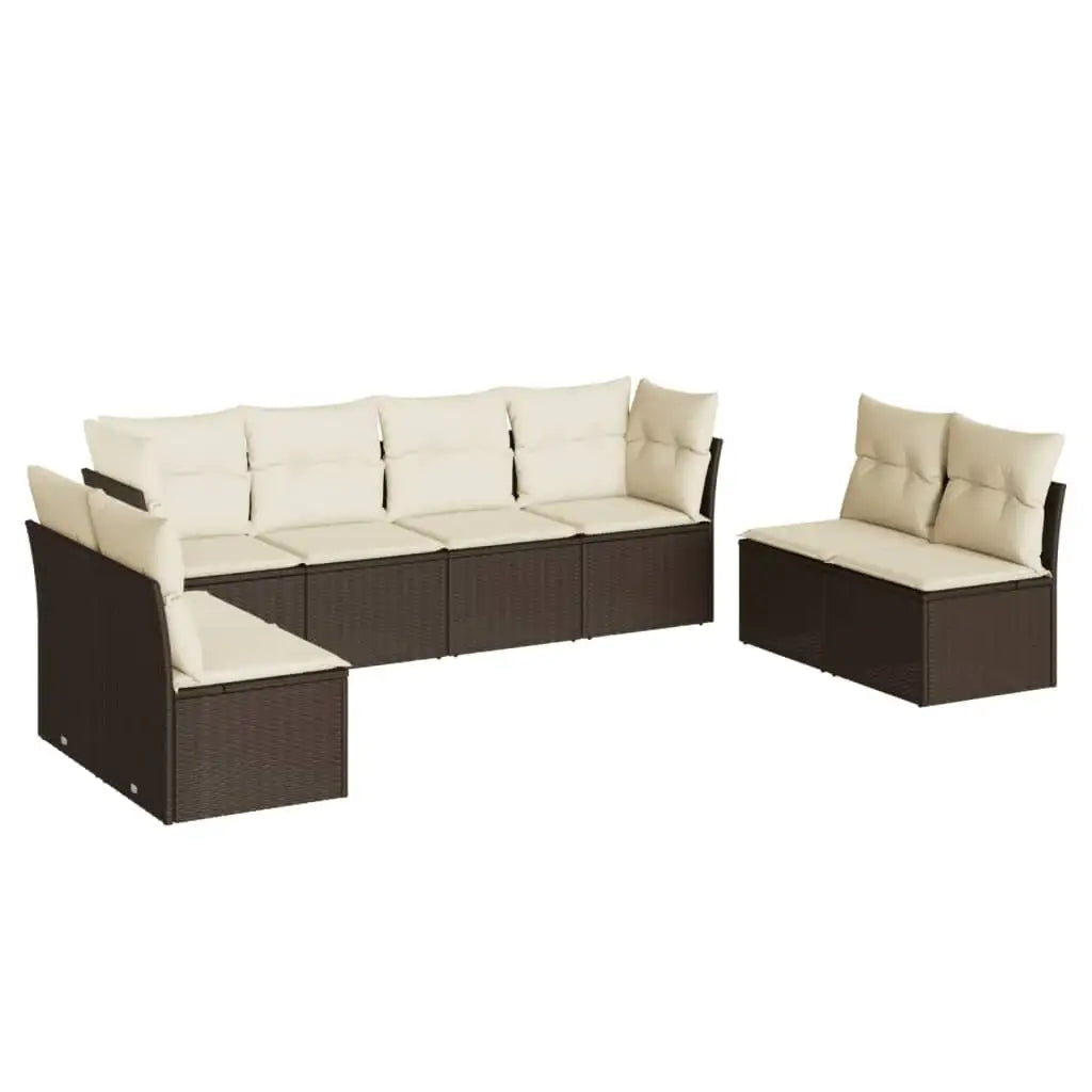 Set Divani da Giardino 8 pz con Cuscini Marrone in Polyrattan - homemem39