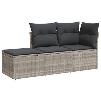 Set Divano da Giardino 3pz con Cuscini Grigio Chiaro Polyrattan - homemem39