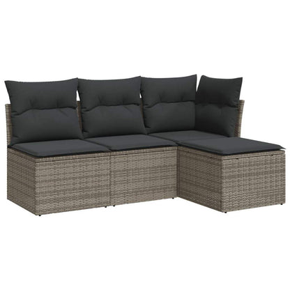 Set Divani da Giardino 4 pz con Cuscini in Polyrattan Grigio - homemem39