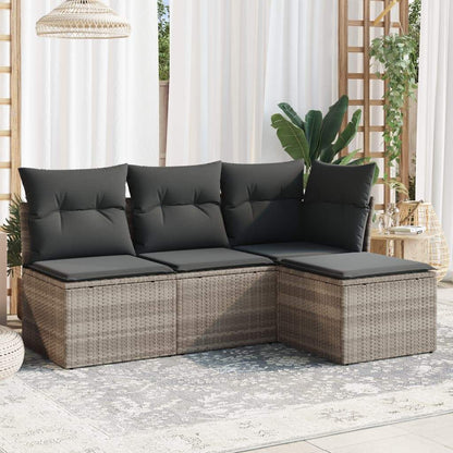 Set Divano da Giardino 4pz con Cuscini Grigio Chiaro Polyrattan - homemem39