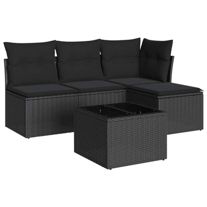 Set Divani da Giardino 5 pz con Cuscini in Polyrattan Nero - homemem39