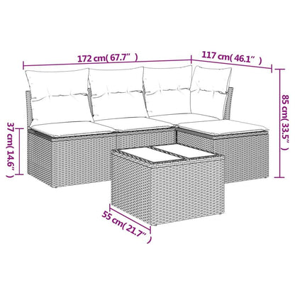 Set Divano da Giardino 5pz con Cuscini Grigio Chiaro Polyrattan - homemem39