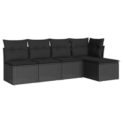 Set Divani da Giardino 5 pz con Cuscini in Polyrattan Nero - homemem39