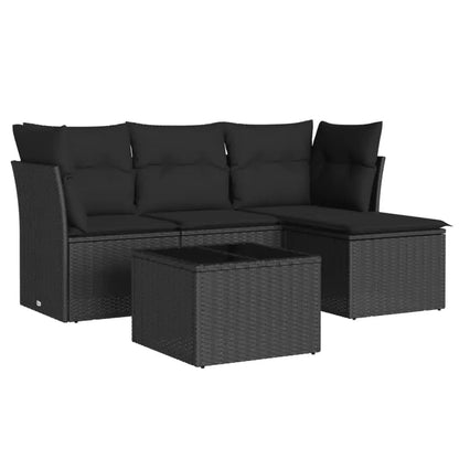 Set Divani da Giardino 5 pz con Cuscini in Polyrattan Nero - homemem39