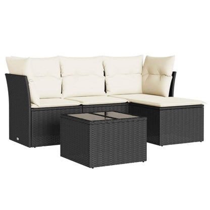 Set Divani da Giardino 5 pz con Cuscini in Polyrattan Nero - homemem39