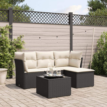 Set Divani da Giardino 5 pz con Cuscini in Polyrattan Nero - homemem39