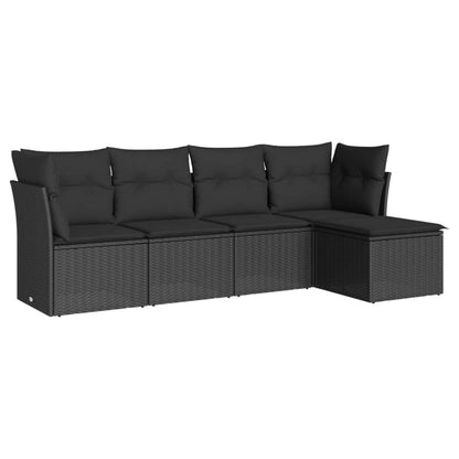 Set Divani da Giardino 5 pz con Cuscini in Polyrattan Nero - homemem39