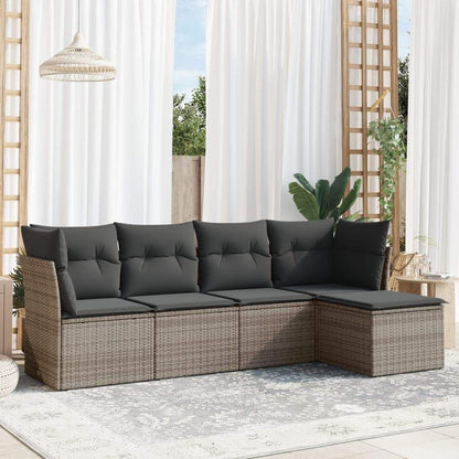 Set Divano da Giardino 5 pz con Cuscini Grigio in Polyrattan - homemem39